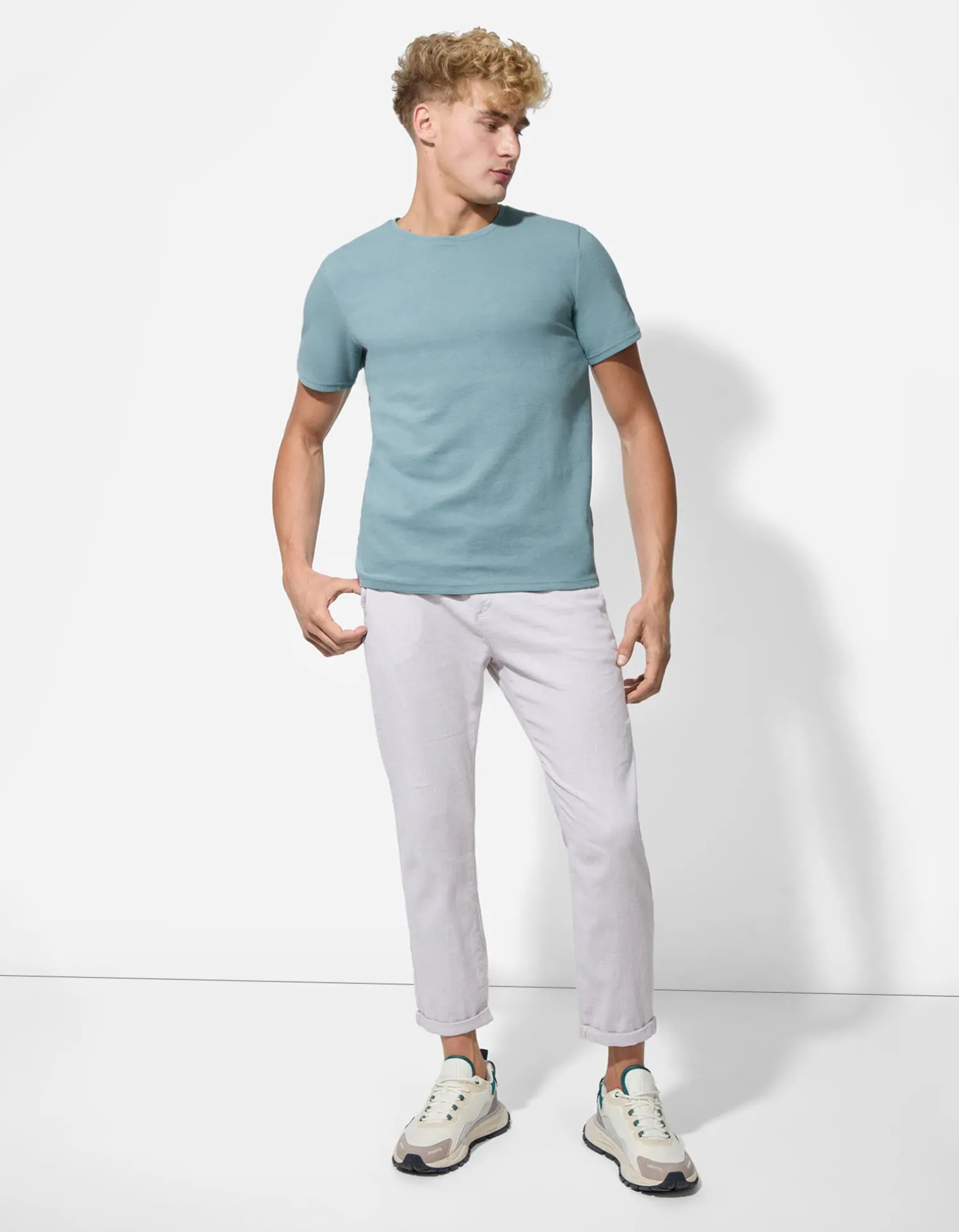 Jean Pascale T-shirt - Effen - turkoois Fashion