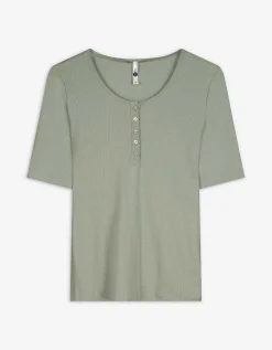 Ever Me T-shirt - Geribde structuur - groen New