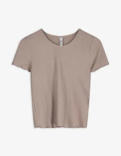Page One T-shirt - Geribde structuur - beige Fashion