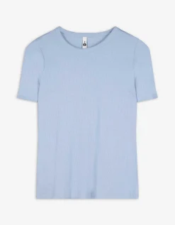 Ever Me T-shirt - Geribde structuur - lichtblauw Outlet