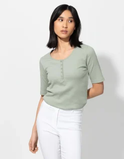 Ever Me T-shirt - Geribde structuur - groen New