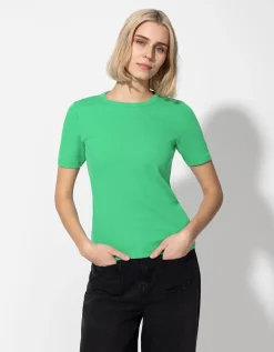 Ever Me T-shirt - Geribde structuur - groen Best
