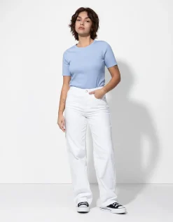 Ever Me T-shirt - Geribde structuur - lichtblauw Outlet