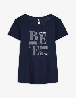Ever Me T-shirt - Glitterprint - donkerblauw Outlet