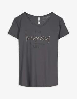 Ever Me T-shirt - Glitterprint - donkergrijs Sale