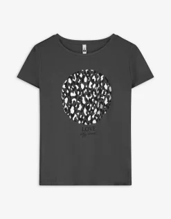 Ever Me T-shirt - Glitterprint - donkergrijs Fashion