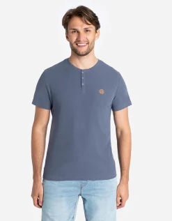 Jean Pascale T-shirt - Knoopsluiting - donkerblauw Clearance
