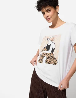 Ever Me T-shirt - Luipaardprint - wit New