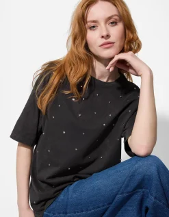 Page One T-shirt - Met studs - donkergrijs Hot