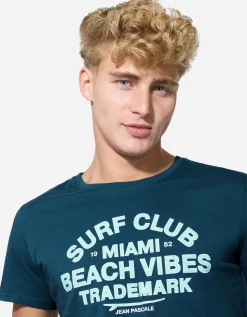 Jean Pascale T-shirt - Print - turkoois Clearance