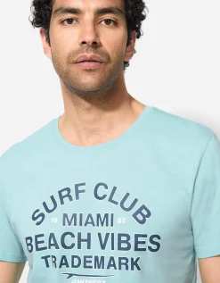 Jean Pascale T-shirt - Print - turkoois Sale