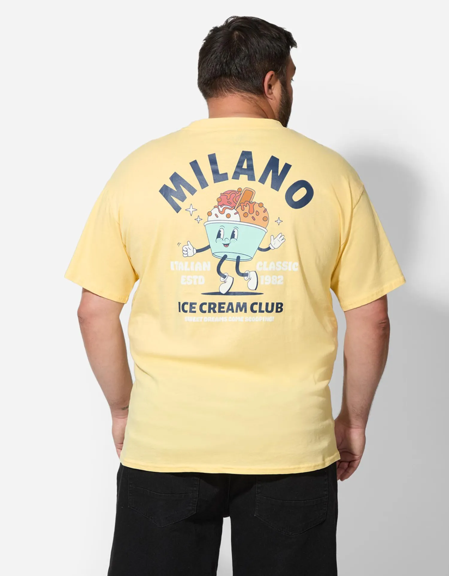 Jean Pascale T-shirt - Print op rug - lichtgeel Hot