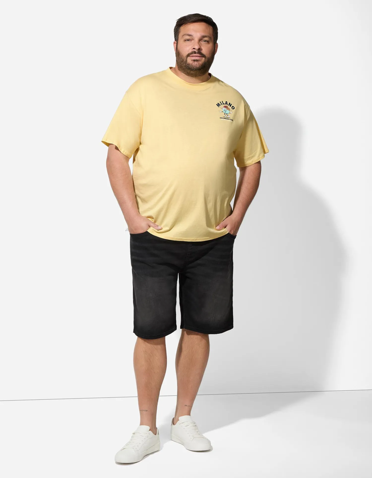Jean Pascale T-shirt - Print op rug - lichtgeel Hot