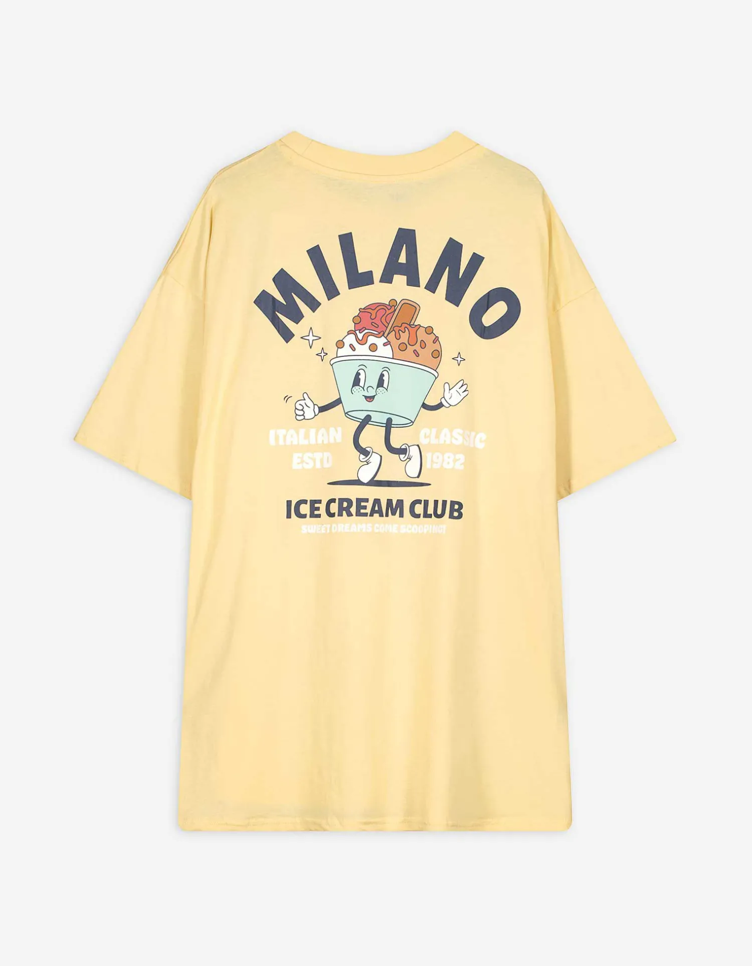 Jean Pascale T-shirt - Print op rug - lichtgeel Hot